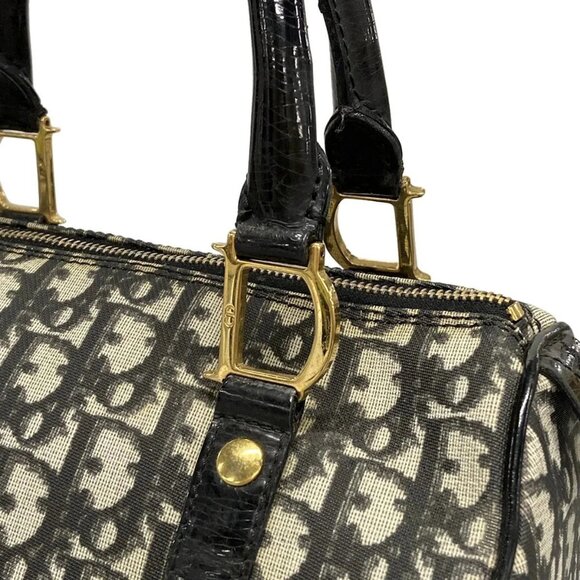 Auth DIOR/ChristianDior Trotteur Black Cream Dark Gray PVC Patent Leather - Picture 9 of 16